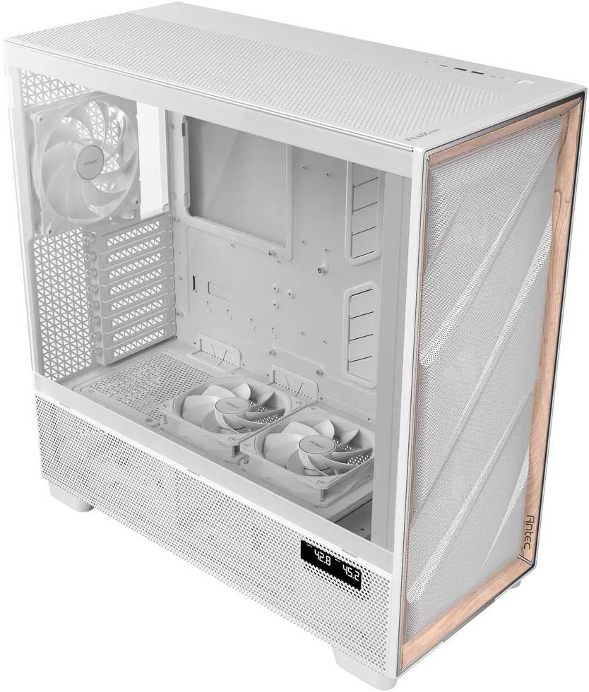 Antec Flux Pro kompiuterio korpusas, full tower, E-ATX, tempered glass – baltos spalvos