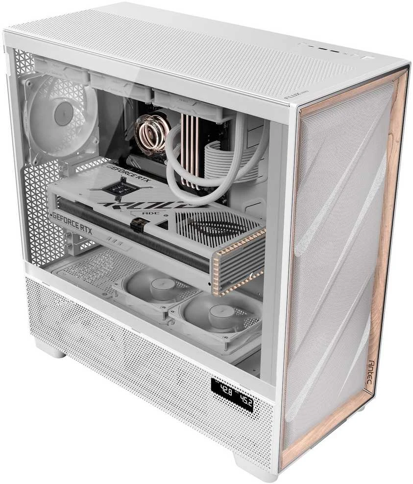 Antec Flux Pro kompiuterio korpusas, full tower, E-ATX, tempered glass – baltos spalvos