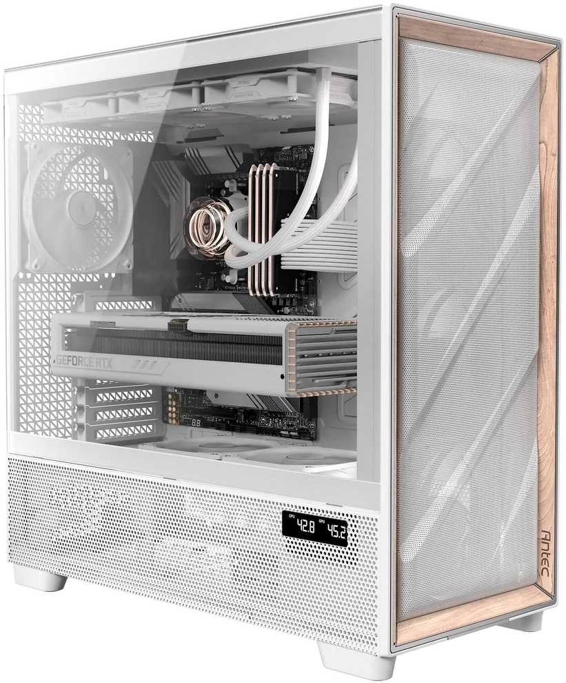Antec Flux Pro kompiuterio korpusas, full tower, E-ATX, tempered glass – baltos spalvos