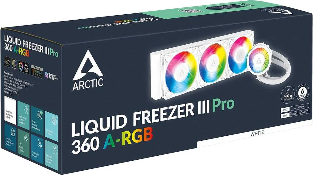 ARCTIC Liquid Šaldiklis III Pro 360 A-RGB procesoriaus aušintuvas, baltas