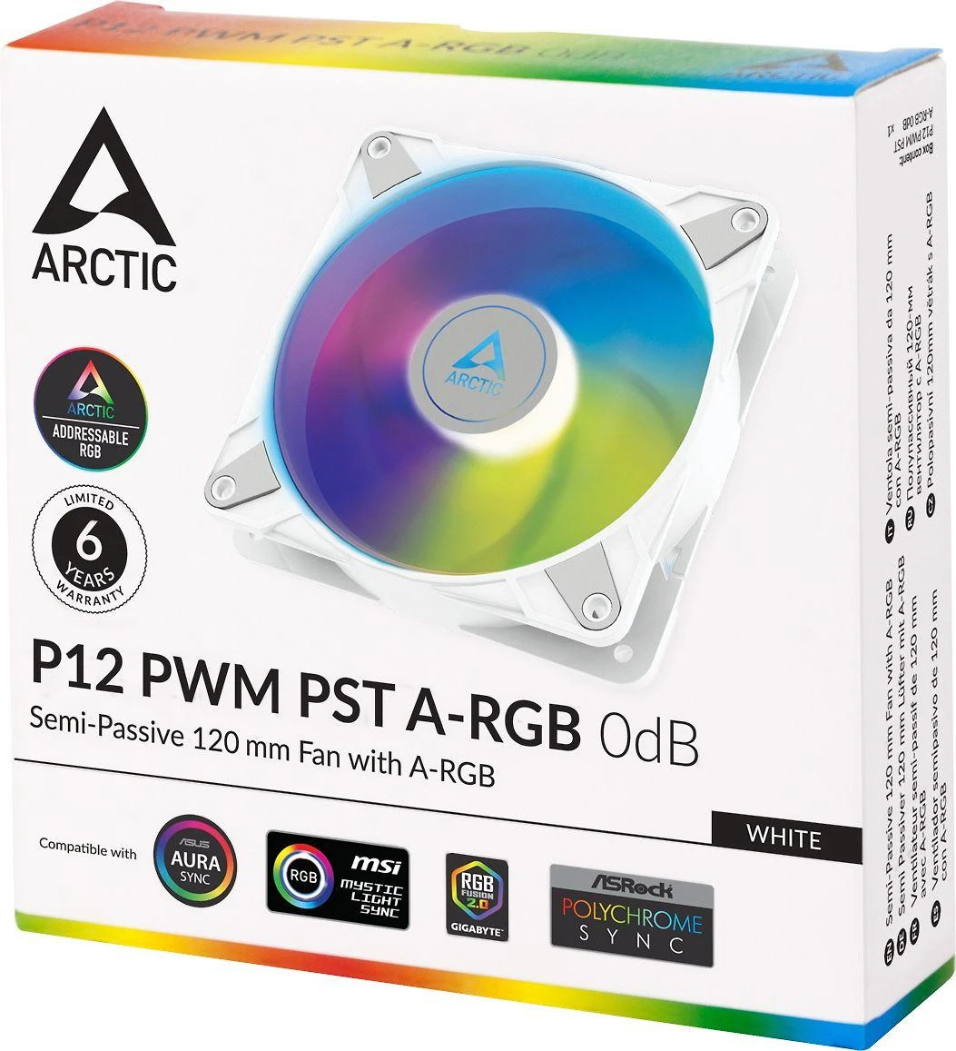 ARCTIC P12 PWM PST A-RGB korpuso ventiliatorius, 4-pin, 120mm, baltas