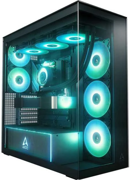 ARCTIC Xtender Mirror kompiuterio korpusas, Mid Tower, E-ATX, RGB, Tempered Glass – juodos spalvos, mirrored