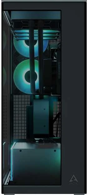 ARCTIC Xtender kompiuterio korpusas, Midi-Tower, E-ATX, RGB, Tempered Glass – includes vertical GPU mount & riser cable, juodos spalvos