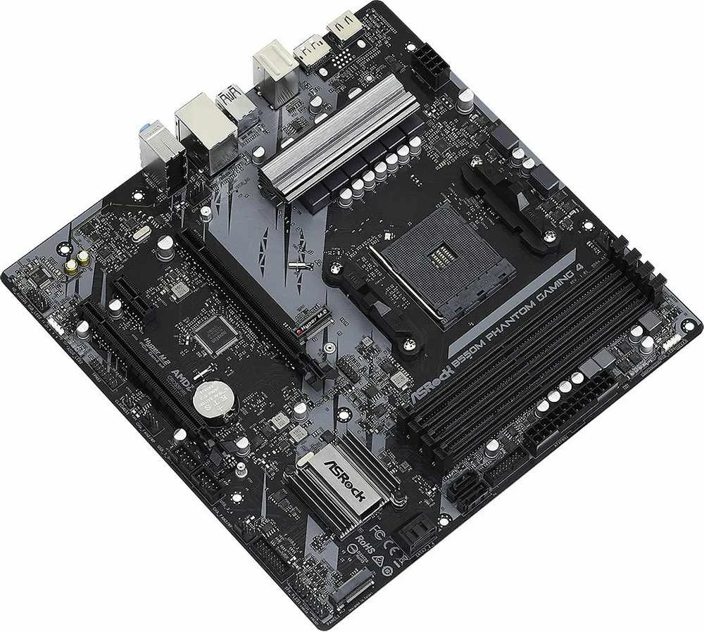 Pagrindinė plokštė ASROCK AMD B550 / SAM4 / MicroATX / 1xPCI-Express 3.0 1x / 1xPCI-Express 3.0 4x|2xM.2 / 1xPCI-Express 4.0 16x / Memory DDR4 / Atminties lizdai 4 / 1xHDMI / 1xDisplayPort / 2xAudio-In / 1xAudio-Out / 2xUSB 2.0 / 4xUSB 3.2 / 1xPS/2 / 1xRJ45