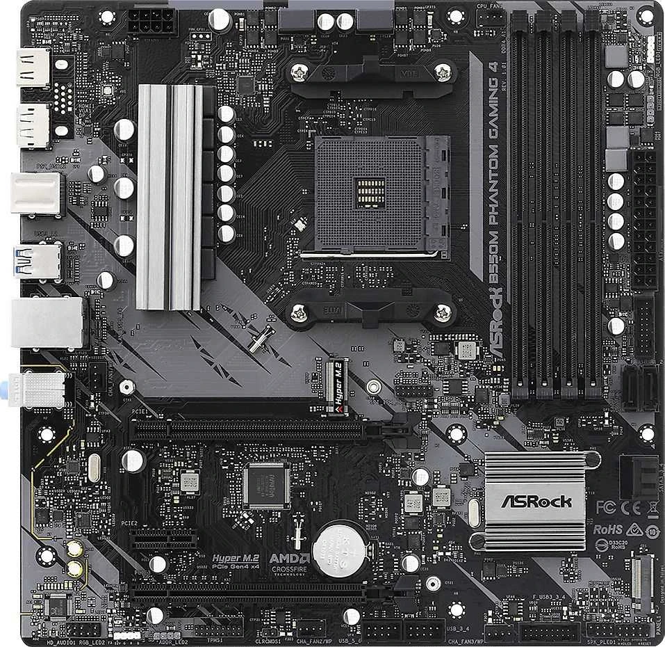 Pagrindinė plokštė ASROCK AMD B550 / SAM4 / MicroATX / 1xPCI-Express 3.0 1x / 1xPCI-Express 3.0 4x|2xM.2 / 1xPCI-Express 4.0 16x / Memory DDR4 / Atminties lizdai 4 / 1xHDMI / 1xDisplayPort / 2xAudio-In / 1xAudio-Out / 2xUSB 2.0 / 4xUSB 3.2 / 1xPS/2 / 1xRJ45