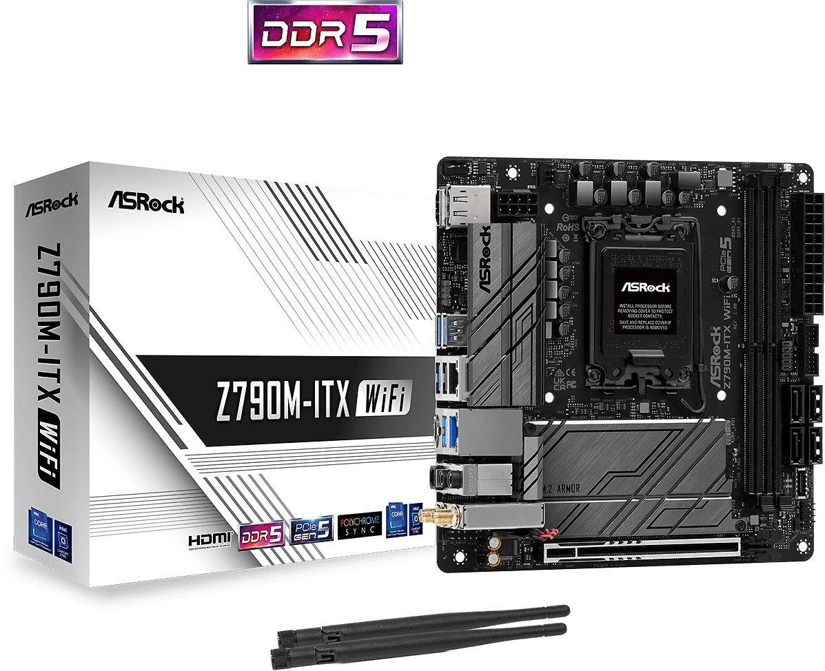 Pagrindinė plokštė ASROCK Z790M ITX WIFI Socket 1700 mITX DDR5 1xHDI 1xDP