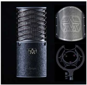 ASO Aston Microphones Origin Juodas Bundle Mikrofonas pojemnościowy + uchwyt + pop filtras