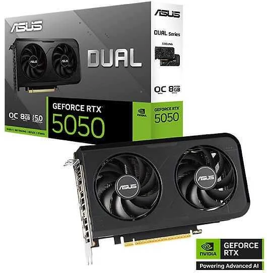 ASUS dviguba NVIDIA GeForce RTX 5050 8 GB OC vaizdo plokštė