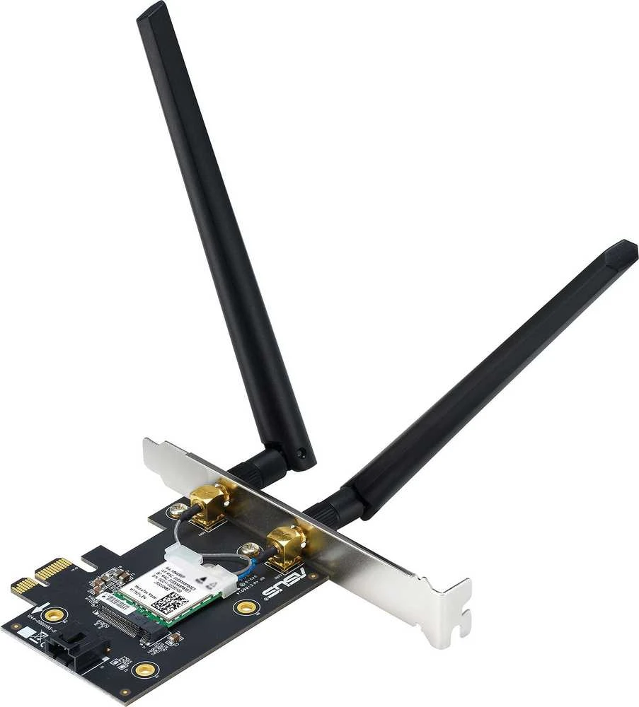 Asus | WiFi 7 PCI-E adapteris su 2 išorinėmis antenomis | PCE-BE6500 | 802.11be | Tinklo palaikymas: ne | MU-MiMO: ne | nėra mobiliojo plačiajuosčio ryšio