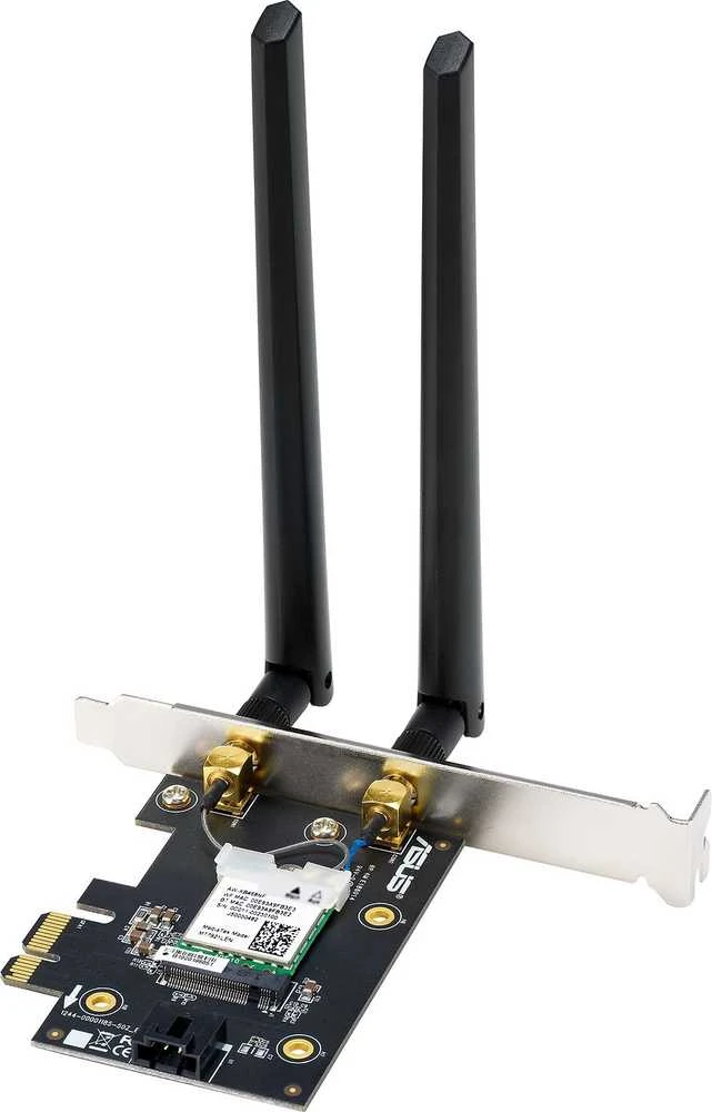 Asus | WiFi 7 PCI-E adapteris su 2 išorinėmis antenomis | PCE-BE6500 | 802.11be | Tinklo palaikymas: ne | MU-MiMO: ne | nėra mobiliojo plačiajuosčio ryšio