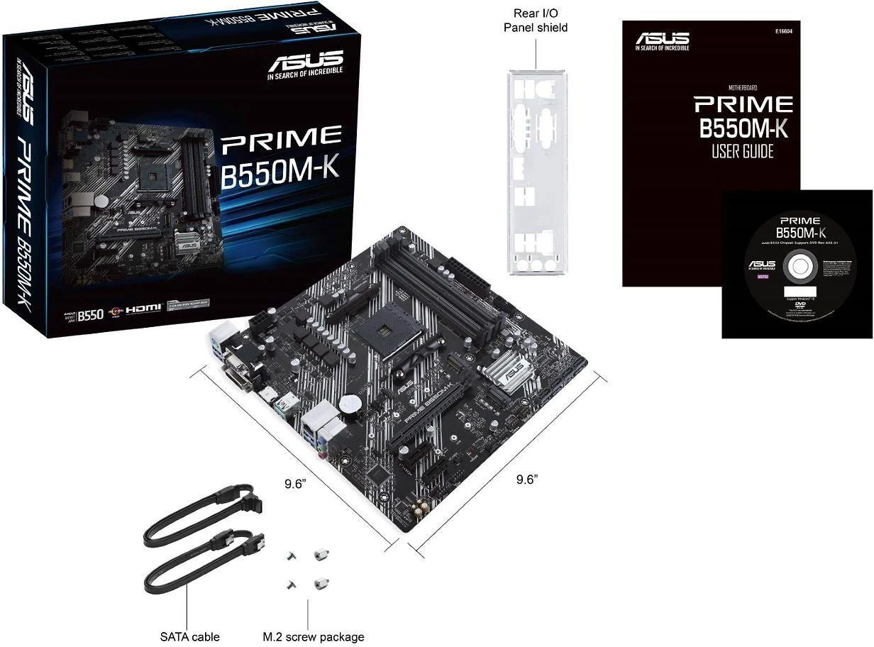 Pagrindinė plokštė ASUS AMD B550 / SAM4 / MicroATX / 2xPCI-Express 3.0 1x / 2xM.2 / 1xPCI-Express 4.0 16x / Memory DDR4 / Atminties lizdai 4 / 1x15pin D-sub / 1xDVI / 1xHDMI / 6xUSB 3.2 / 1xPS/2 / 1xRJ45 / 3xAudio port