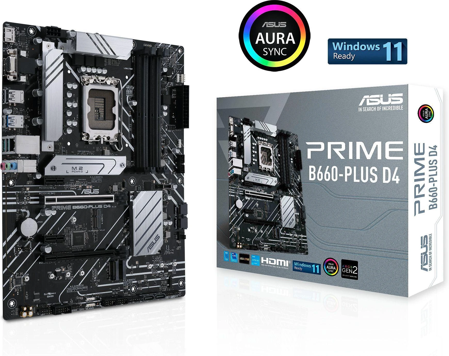 Pagrindinė plokštė ASUS Intel B660 / LGA1700 / ATX / Memory DDR4 / Atminties lizdai 2 / 2xPCI-Express 3.0 1x / 1xPCI-Express 3.0 16x / 1xPCI-Express 4.0 16x / 2xM.2 / 1x15pin D-sub / 1xHDMI / 1xDisplayPort / 2xUSB 2.0 / 2xUSB 3.2