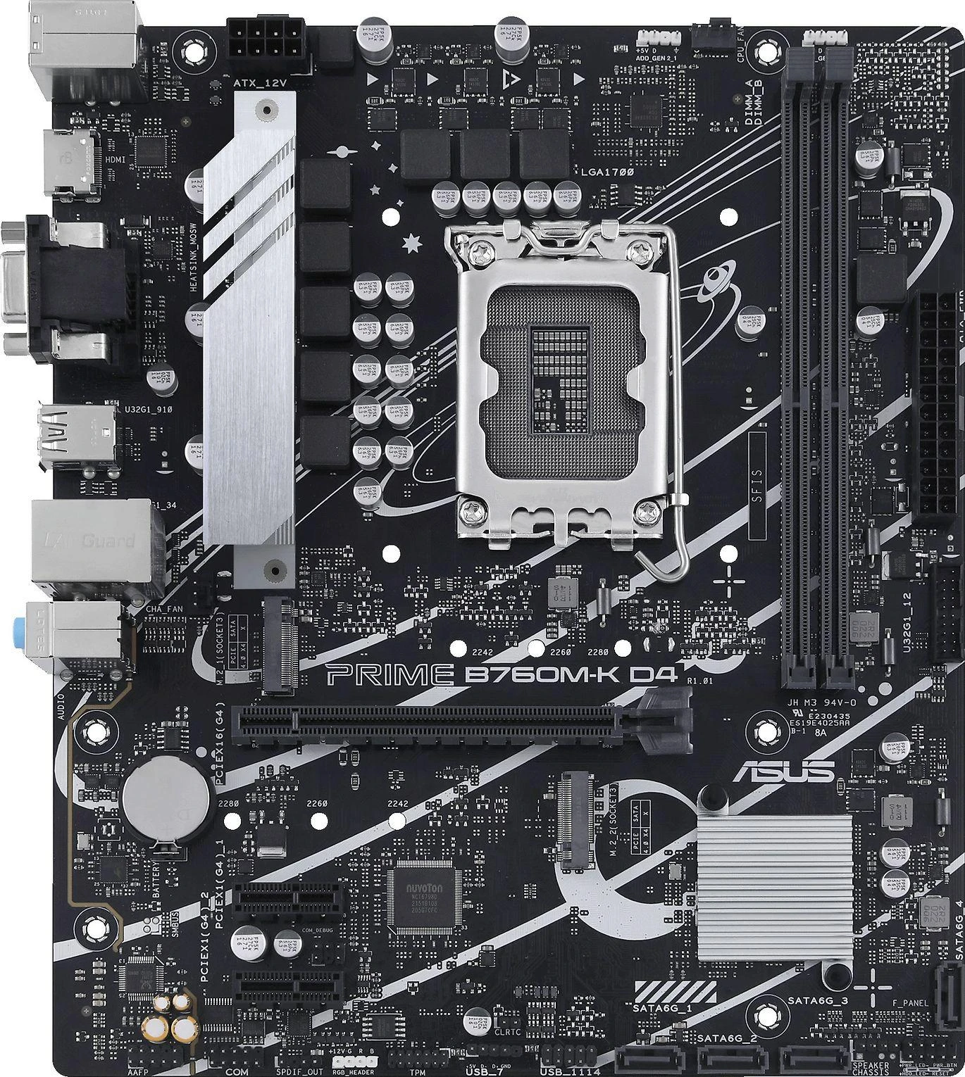Pagrindinė plokštė ASUS Intel B760 Express / LGA1700 / Micro-ATX / Memory DDR4 / Atminties lizdai 2 / 2xPCI-Express 4.0 1x / 1xPCI-Express 4.0 16x / 2xM.2 / 1x15pin D-sub / 1xHDMI / 2xUSB 2.0 / 4xUSB 3.2 / 1xPS/2 / 1xRJ45 / 3xAudio port