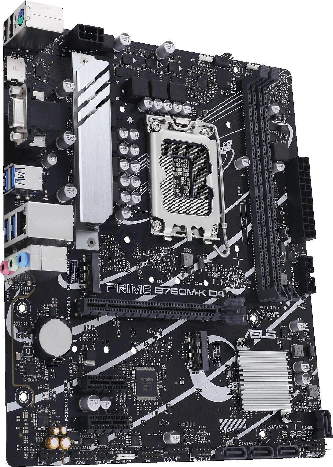 Pagrindinė plokštė ASUS Intel B760 Express / LGA1700 / Micro-ATX / Memory DDR4 / Atminties lizdai 2 / 2xPCI-Express 4.0 1x / 1xPCI-Express 4.0 16x / 2xM.2 / 1x15pin D-sub / 1xHDMI / 2xUSB 2.0 / 4xUSB 3.2 / 1xPS/2 / 1xRJ45 / 3xAudio port