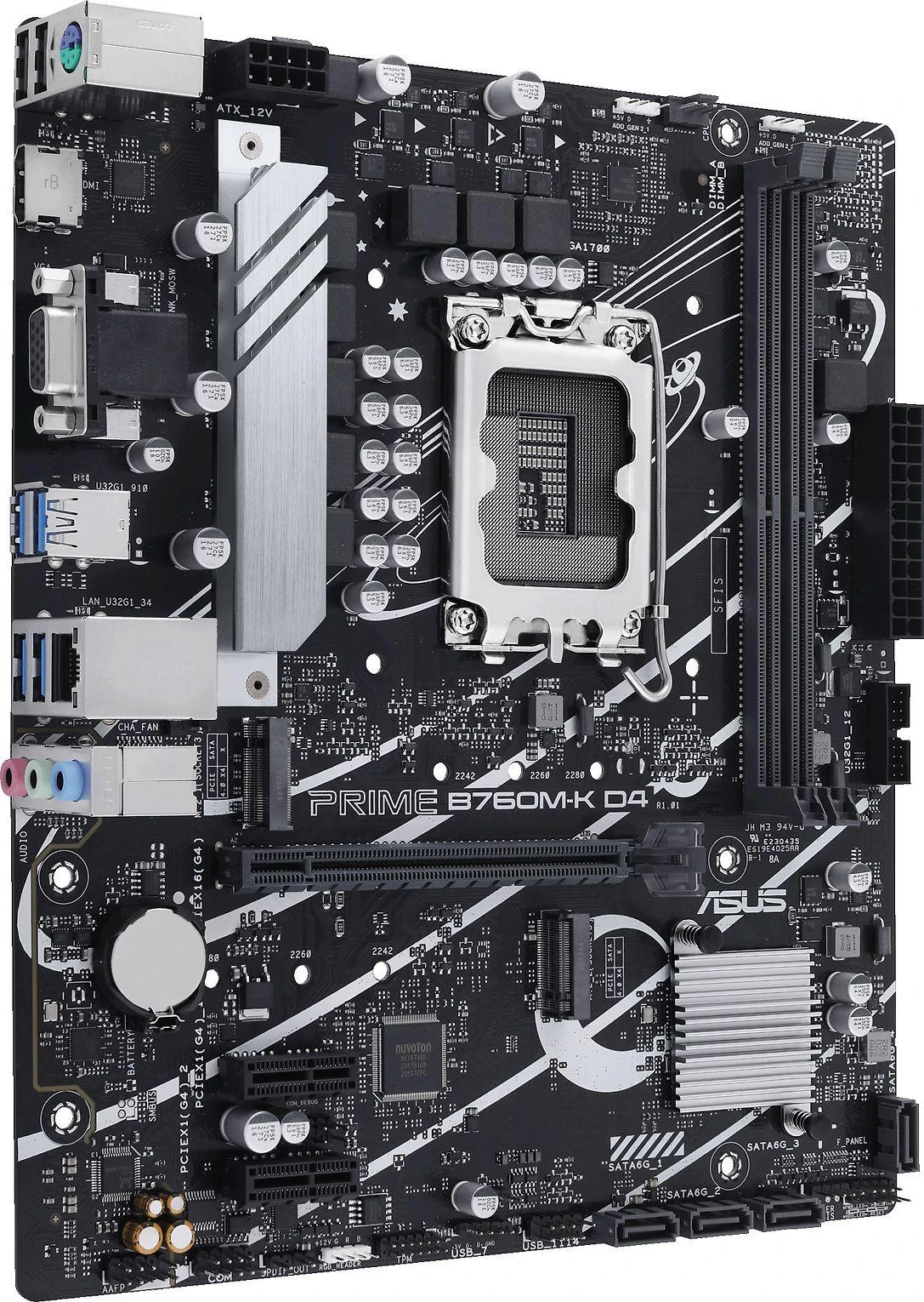 Pagrindinė plokštė ASUS Intel B760 Express / LGA1700 / Micro-ATX / Memory DDR4 / Atminties lizdai 2 / 2xPCI-Express 4.0 1x / 1xPCI-Express 4.0 16x / 2xM.2 / 1x15pin D-sub / 1xHDMI / 2xUSB 2.0 / 4xUSB 3.2 / 1xPS/2 / 1xRJ45 / 3xAudio port