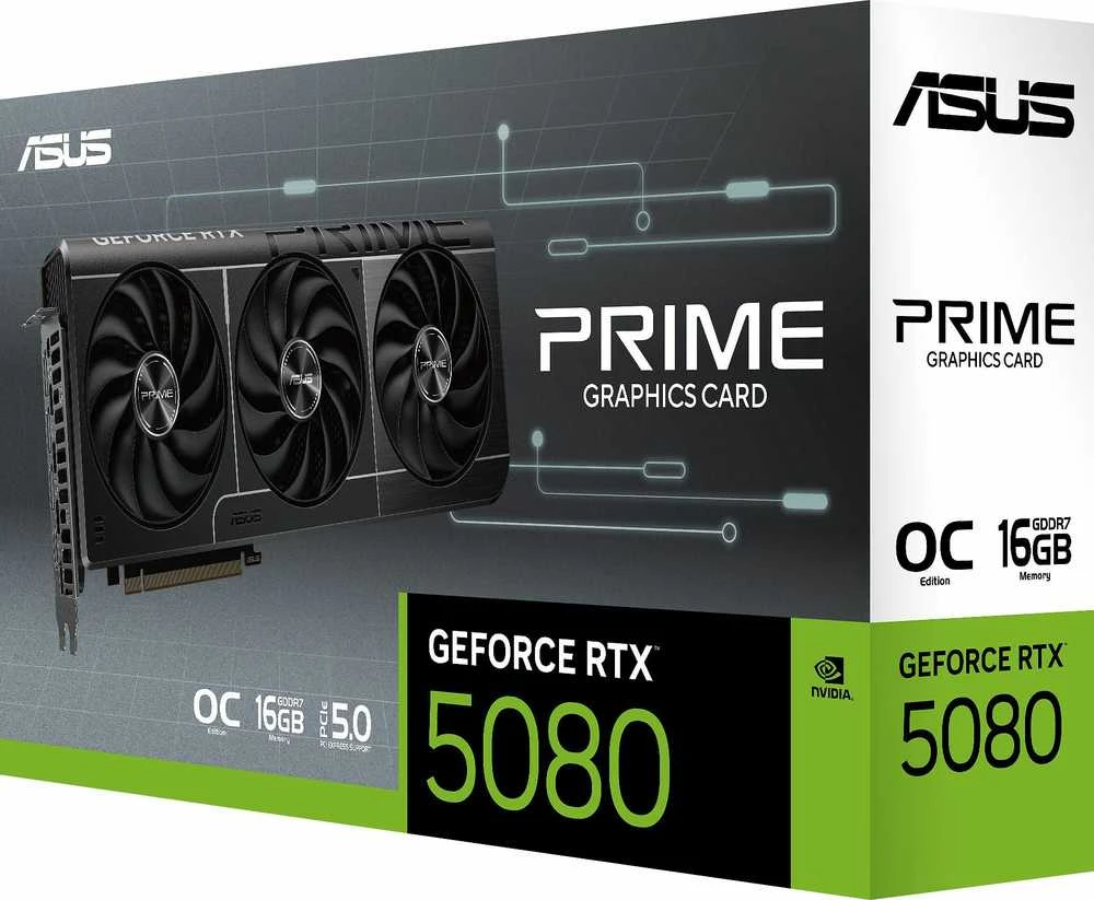 ASUS Prime GeForce RTX 5080 OC 16 GB GDDR7 vaizdo plokštė