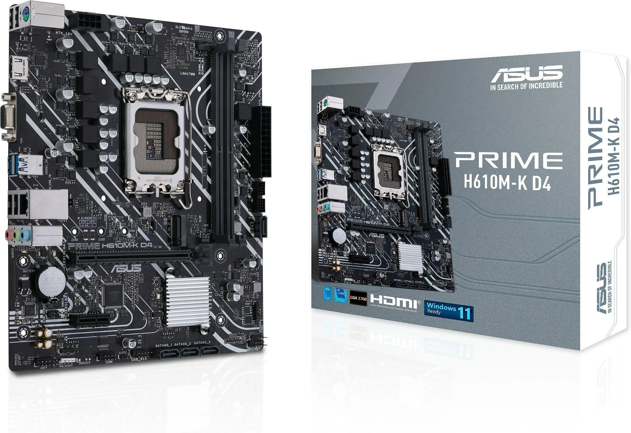 Pagrindinė plokštė Asus | PRIME H610M-K D4 | Procesorių šeima Intel | Procesoriaus lizdas LGA1700 | DDR4 DIMM | Atminties lizdai 2 | Palaikomos standžiojo disko sąsajos SATA, M.2 | SATA jungčių skaičius 4 | Mikroschemų rinkinys Intel H610 | mATX