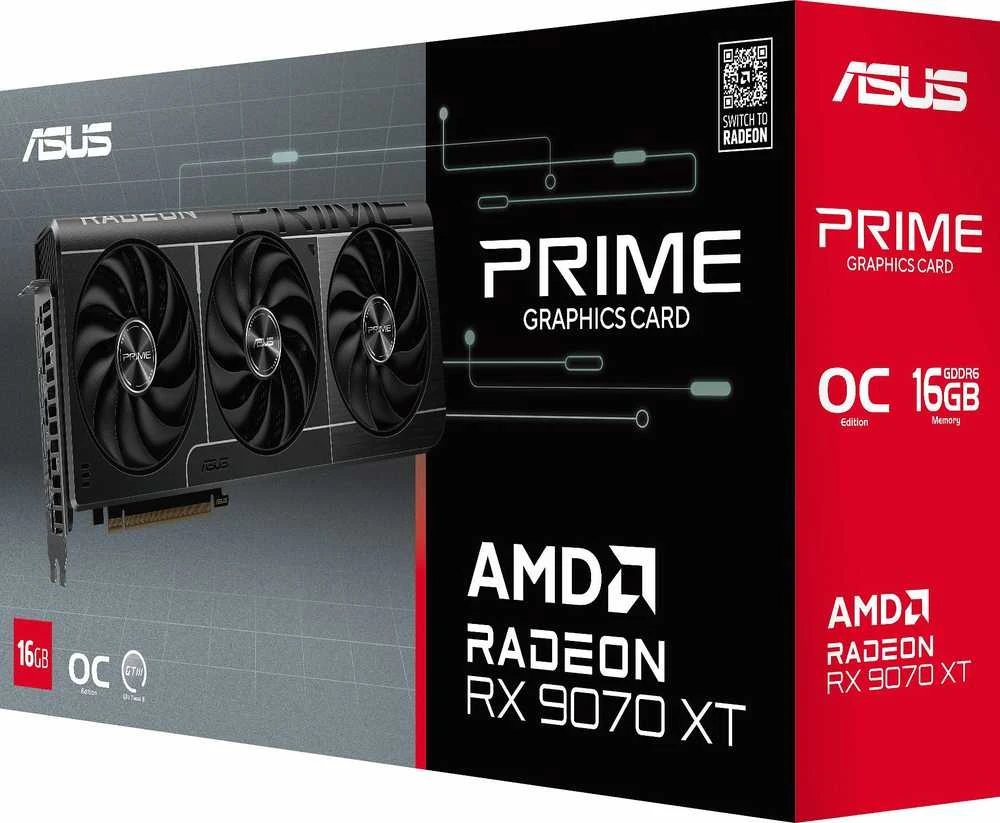 Vaizdo plokštė ASUS Prime -RX9070XT-O16G AMD Radeon RX 9070 XT 16 GB GDDR6