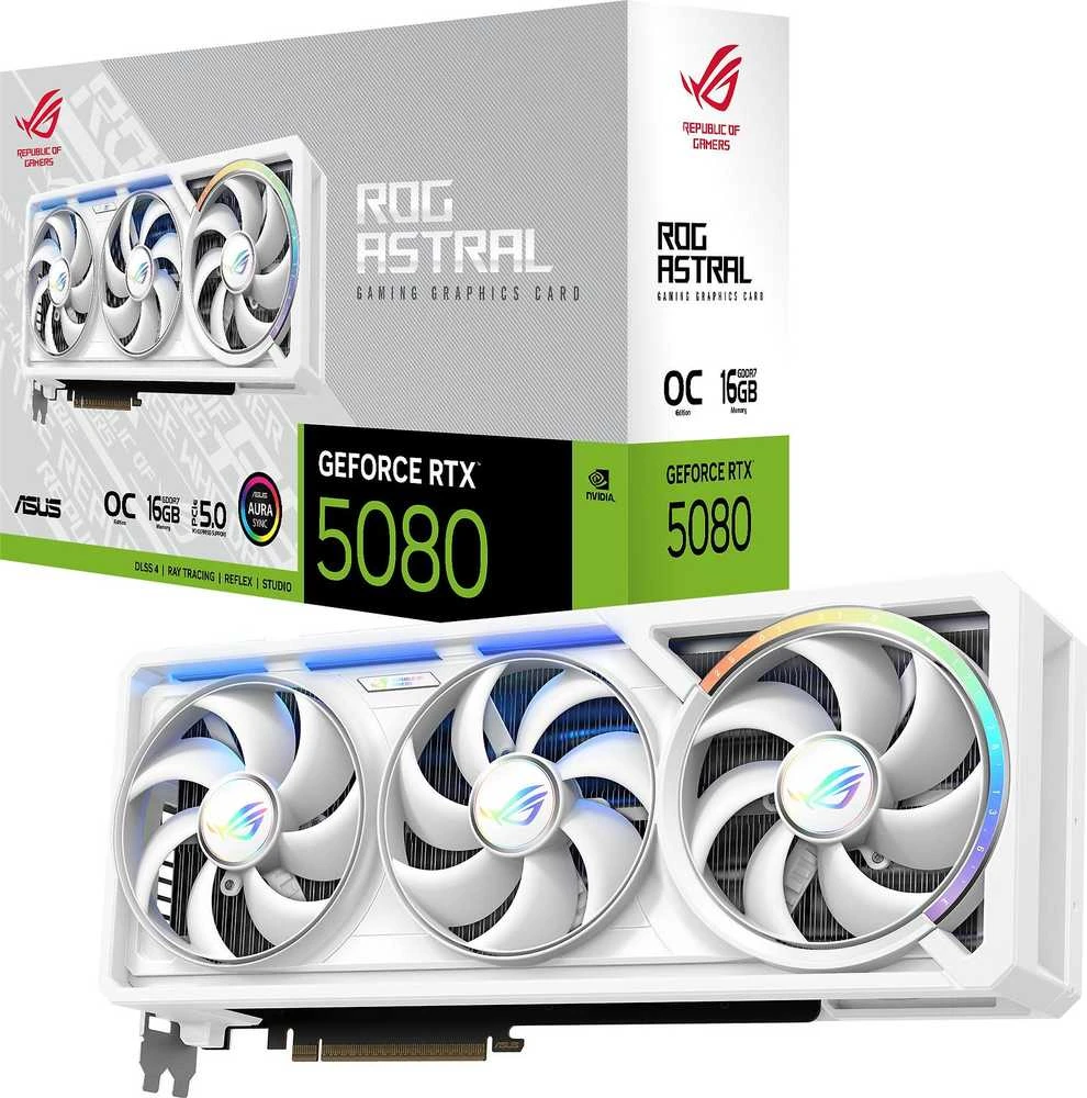 Vaizdo plokštė ASUS GeForce RTX 5080 ROG ASTRAL OC Baltas 16GB DLSS 4