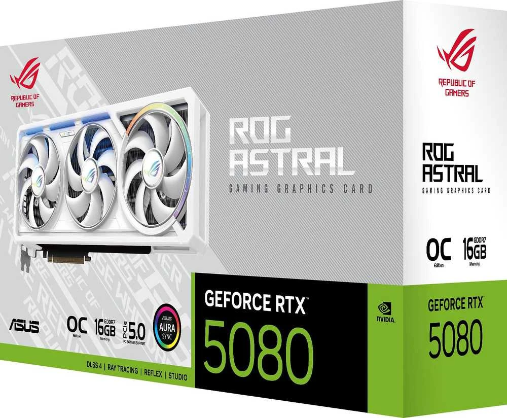 Vaizdo plokštė ASUS GeForce RTX 5080 ROG ASTRAL OC Baltas 16GB DLSS 4