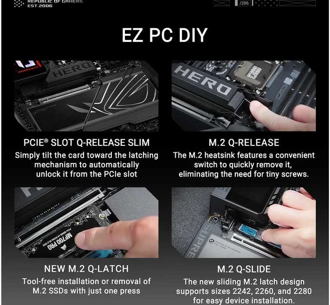 Pagrindinė plokštė Asus ROG MAXIMUS Z890 HERO | Procesorių šeima Intel | Procesoriaus lizdas LGA1851 | DDR5 | Palaikomos standžiojo disko sąsajos M.2, SATA | SATA jungčių skaičius 4