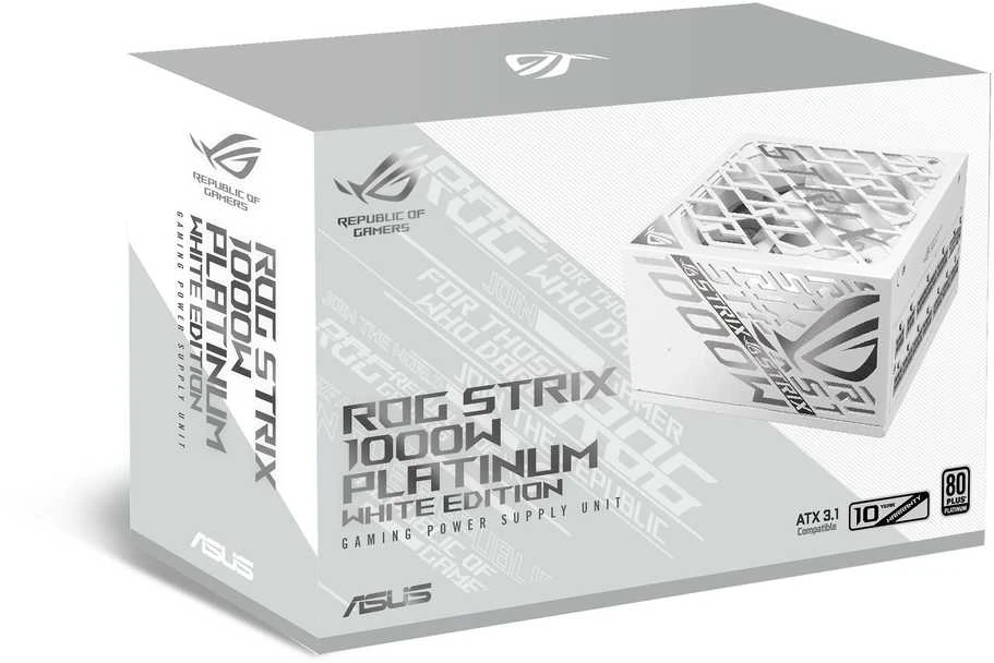 ASUS ROG Strix 1000W Platinum, 80 PLUS Platinum power supply, modular, PCIe 5.1 – 1,000 watts, baltas