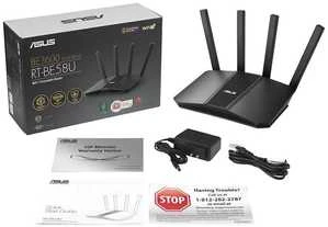 Asus | DWiFi 7 AiMesh išplečiamas maršrutizatorius | RT-BE58U | 802.11be | 10/100/1000 Mbit/s | Ethernet LAN (RJ-45) jungtys 5 | Tinklo palaikymas: Taip | MU-MiMO: Taip | 4G | Antenos tipas: Išorinė