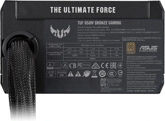 PC maitinimo blokas ASUS 650 Watts Efficiency 80 PLUS BRONZE TUF-GAMING-650B