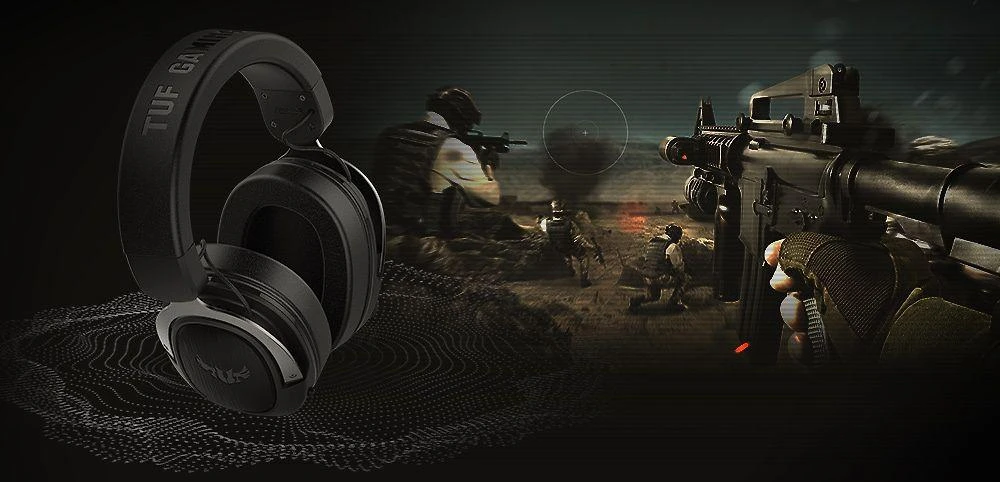 Žaidimų ausinės Asus TUF H3, 50 mm ASUS Essence driver/7.1 Virtual Surround Sound/Lightweight Comfort 294g/Stainless-steel headand /Full Compatibility