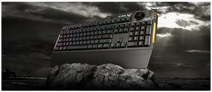 Žaidimų klaviatūra Asus TUF Gaming K1, Nordic (Šiaurės šalių) išdėstymas, RGB, Juoda