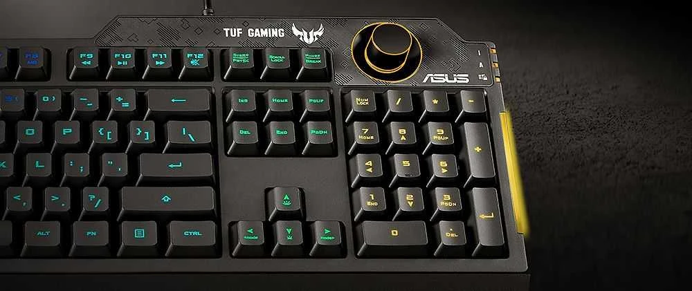Žaidimų klaviatūra Asus TUF Gaming K1, Nordic (Šiaurės šalių) išdėstymas, RGB, Juoda