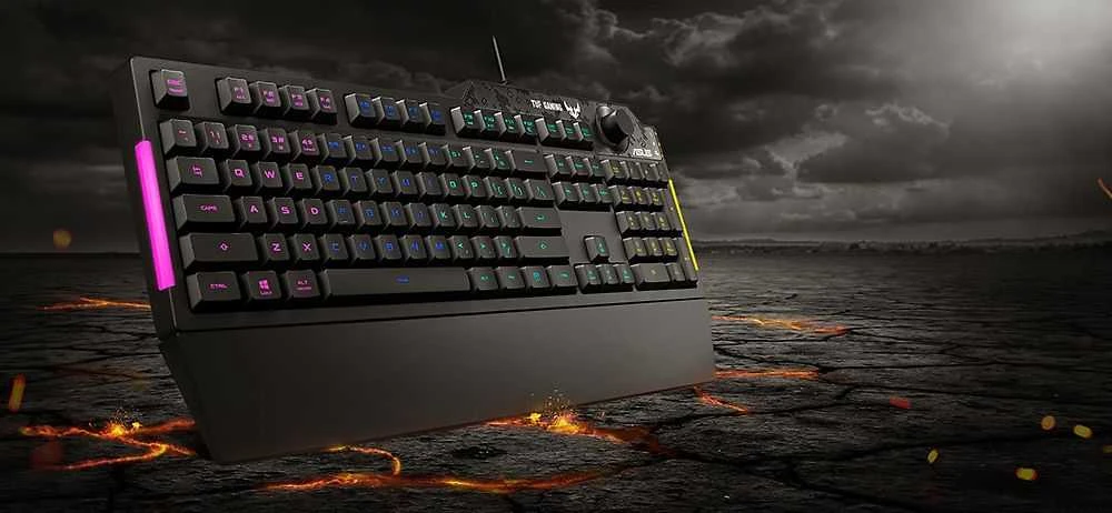 Žaidimų klaviatūra Asus TUF Gaming K1, Nordic (Šiaurės šalių) išdėstymas, RGB, Juoda