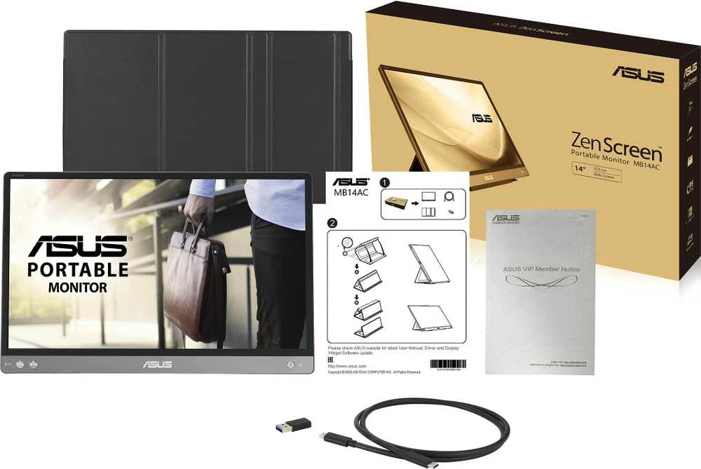 Monitorius ASUS ZenScreen MB14AC, 14", 1920 x 1080, 60 Hz, 5 ms