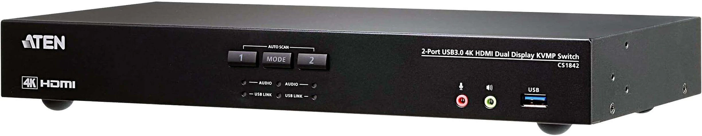 Aten | 2 prievadų USB 3.0 4K HDMI KVMP jungiklis dviem ekranams | CS1842