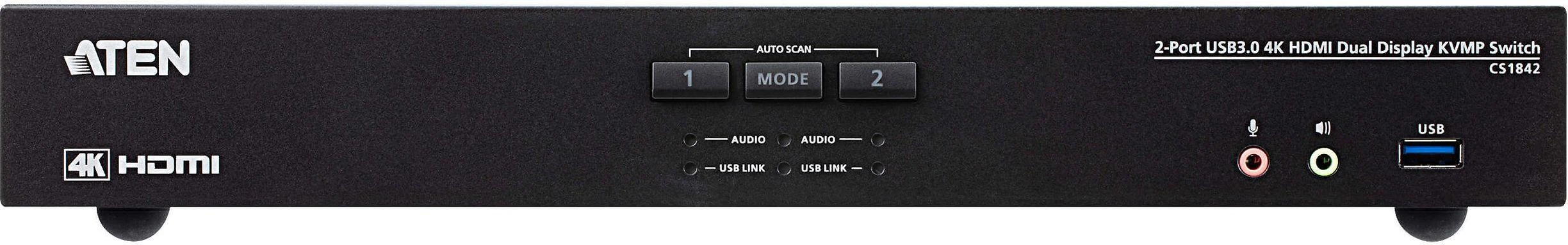Aten | 2 prievadų USB 3.0 4K HDMI KVMP jungiklis dviem ekranams | CS1842