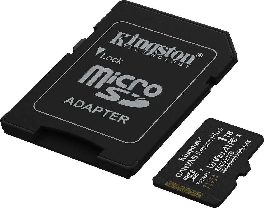 Atminties kortelė „Kingston Technology 1TB Micro SDXC Canvas Select Plus Gen3 150MB/s A1“ kortelė + adapteris