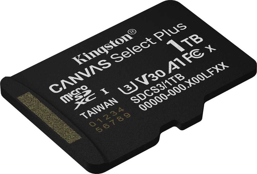 Atminties kortelė „Kingston Technology 1TB Micro SDXC Canvas Select Plus Gen3 150MB/s A1“ kortelė + adapteris