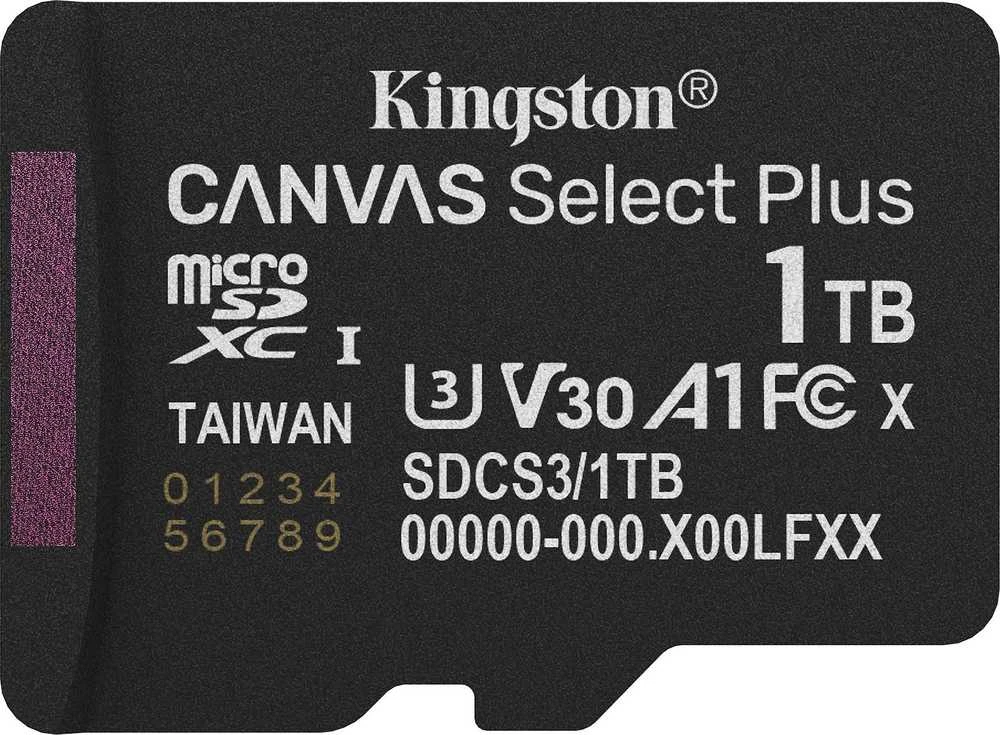 Atminties kortelė „Kingston Technology 1TB Micro SDXC Canvas Select Plus Gen3 150MB/s A1“ kortelė + adapteris