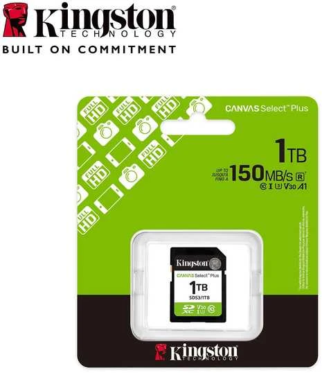 Atminties kortelė „Kingston“ SDXC „Canvas Select Plus Gen3“ 1 TB 150R 10 klasės UHS-I atmintis