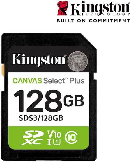„Kingston Technology“ 128 GB SDXC Canvas Select Plus Gen3 150 MB/s C10 UHS-I U1 V10 atminties kortelė