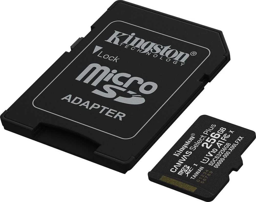 „Kingston Technology“ 256 GB „Micro SDXC Canvas Select Plus Gen3“ 150 MB/s A1 kortelė + adapteris