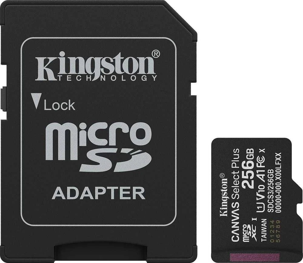 „Kingston Technology“ 256 GB „Micro SDXC Canvas Select Plus Gen3“ 150 MB/s A1 kortelė + adapteris