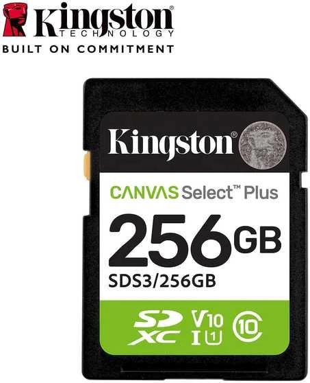 „Kingston Technology“ 256 GB SDXC Canvas Select Plus Gen3 150 MB/s C10 UHS-I U1 V10 atminties kortelė
