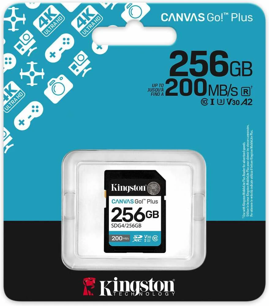 Atminties kortelė Kingston | Canvas Go! Plus | 256 GB | SD | Flash atminties klasė Class 10, UHS-I, U3, V30
