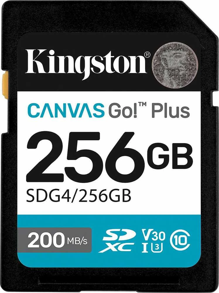 Kingston Canvas Go! Plus 256GB SD kortelė iš priekio