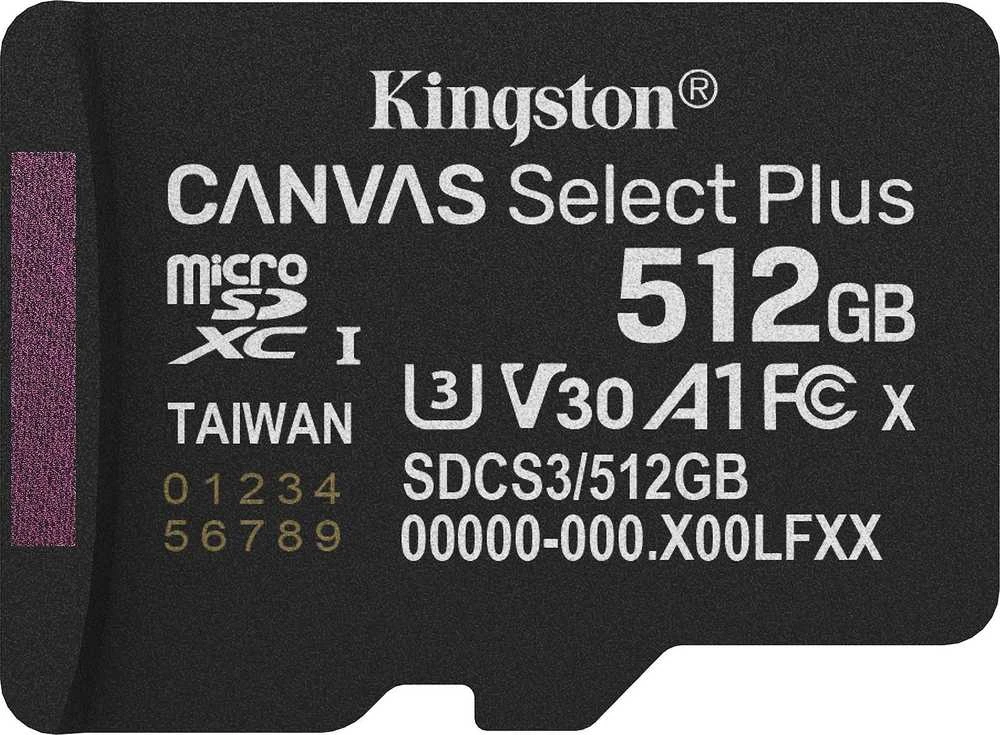 „Kingston Technology“ 512 GB „Micro SDXC Canvas Select Plus Gen3“ 150 MB/s A1 kortelė + adapteris