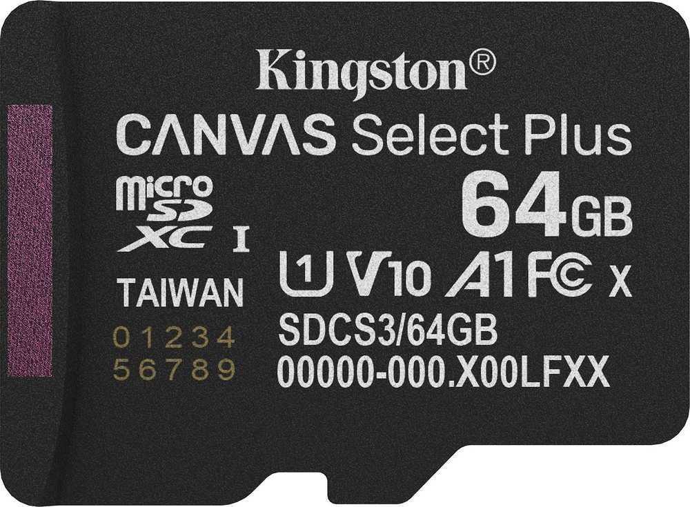 „Kingston Technology“ 64 GB „Micro SDXC Canvas Select Plus Gen3“ 100 MB/s A1 atminties kortelė + adapteris