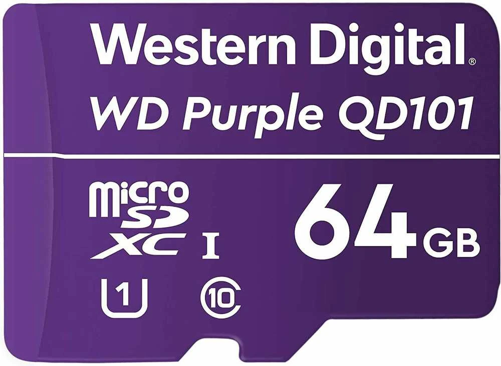 Atminties kortelė Western Digital WD Violetinė 64GB Surveillance Micro SD XC Class - 10 UHS 1