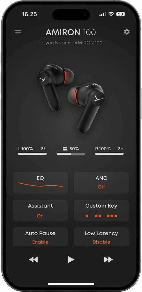 Beyerdynamic AMIRON 100 Belaidžiai ausinukai su įmontuotu mikrofonu | ANC | Juoda