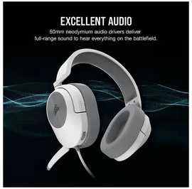Corsair HS55  Stereo Ausinės Žaidimams mikrofonu, Baltos, su laidu, Noice canceling